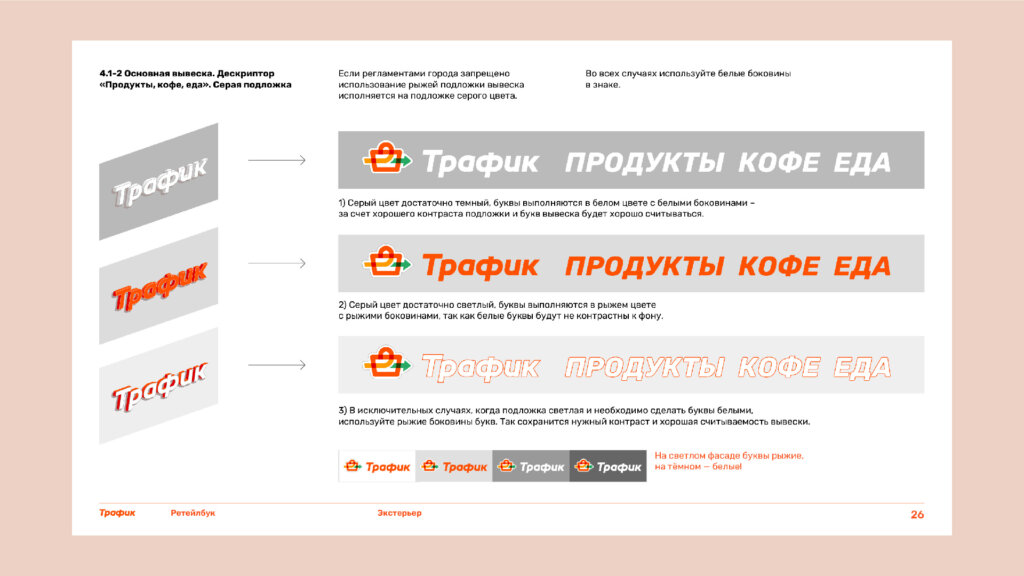 Страница ритейлбука Вывеска ТРАФИК